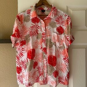 Pink, Red, White, And Beige Hawaiian Shirt